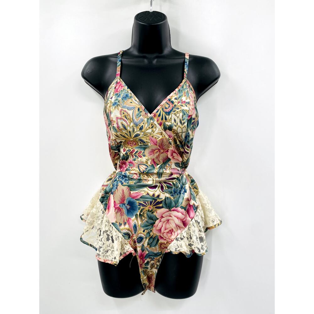 Victoria's Secret Gold Label Vintage Y2k Floral Lace Bodysuit Teddy
